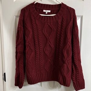 Cozy Burgundy Cable Knit Sweater
